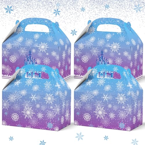 16PCS Snowflake Gift Bags Paper Winter Party Favor Candy Goodie Boxes