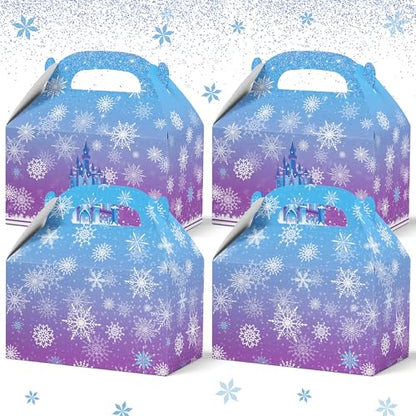 16PCS Snowflake Gift Bags Paper Winter Party Favor Candy Goodie Boxes