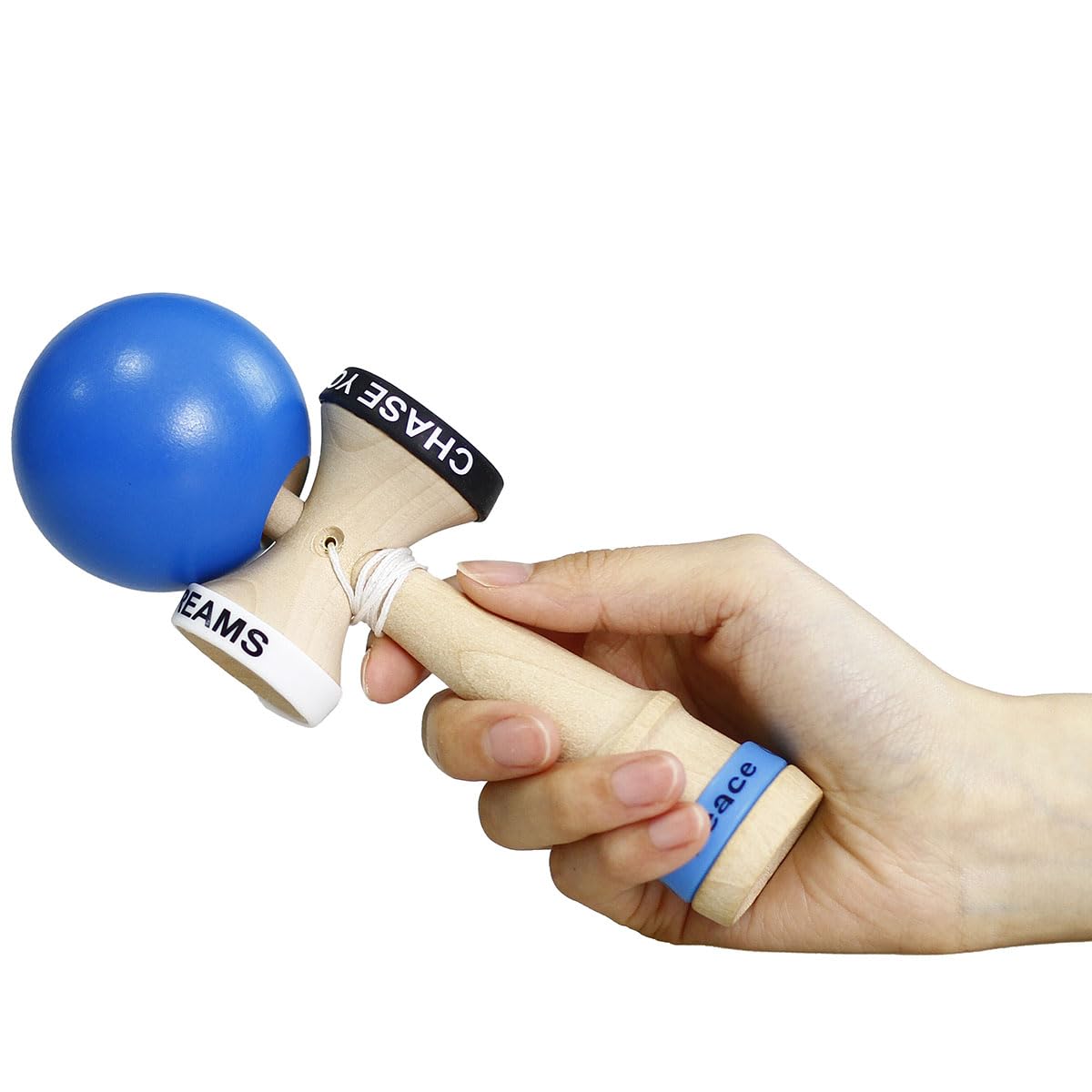 Lanxitown Wooden Kendama Toy Cup and Ball Game Hand Eye Coordination Toys for Beginners Hand Eye Coordination Educational Ball and Cup Game (Blue)