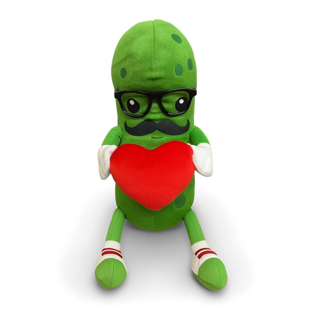 Mr. Pickle with Love Heart Valentines Day Plush Toy - 12 Inch Funny Stuffed Pickle Doll, Cute Hugging Plush Gift for Kids, Couples, Pickle Lovers