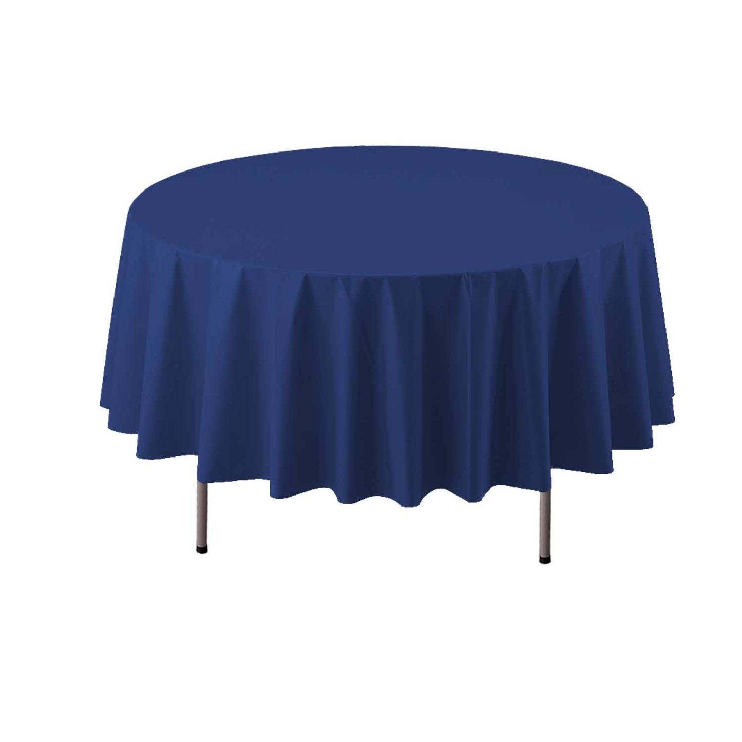 Party Essentials ValuMost Round Plastic Table Cover Available in 16 Colors, 84", Navy Blue