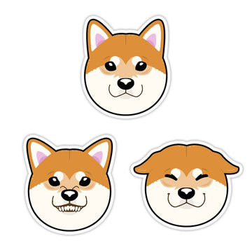 Shiba Inu Expression Die-cut Sticker Set (3 Cute Shibaken Stickers) Waterproof/Weatherproof Sticker Dog Sticker, Ideal for cars, motorcycles, bikes