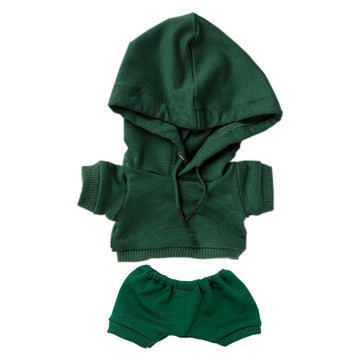 niannyyhouse 20cm Plush Doll Clothes Elastic Solid Sportswear Suits Hoodie Pants Soft Stuffed Plush Toy Dress Up Accessories (Dark Green, 20cm)