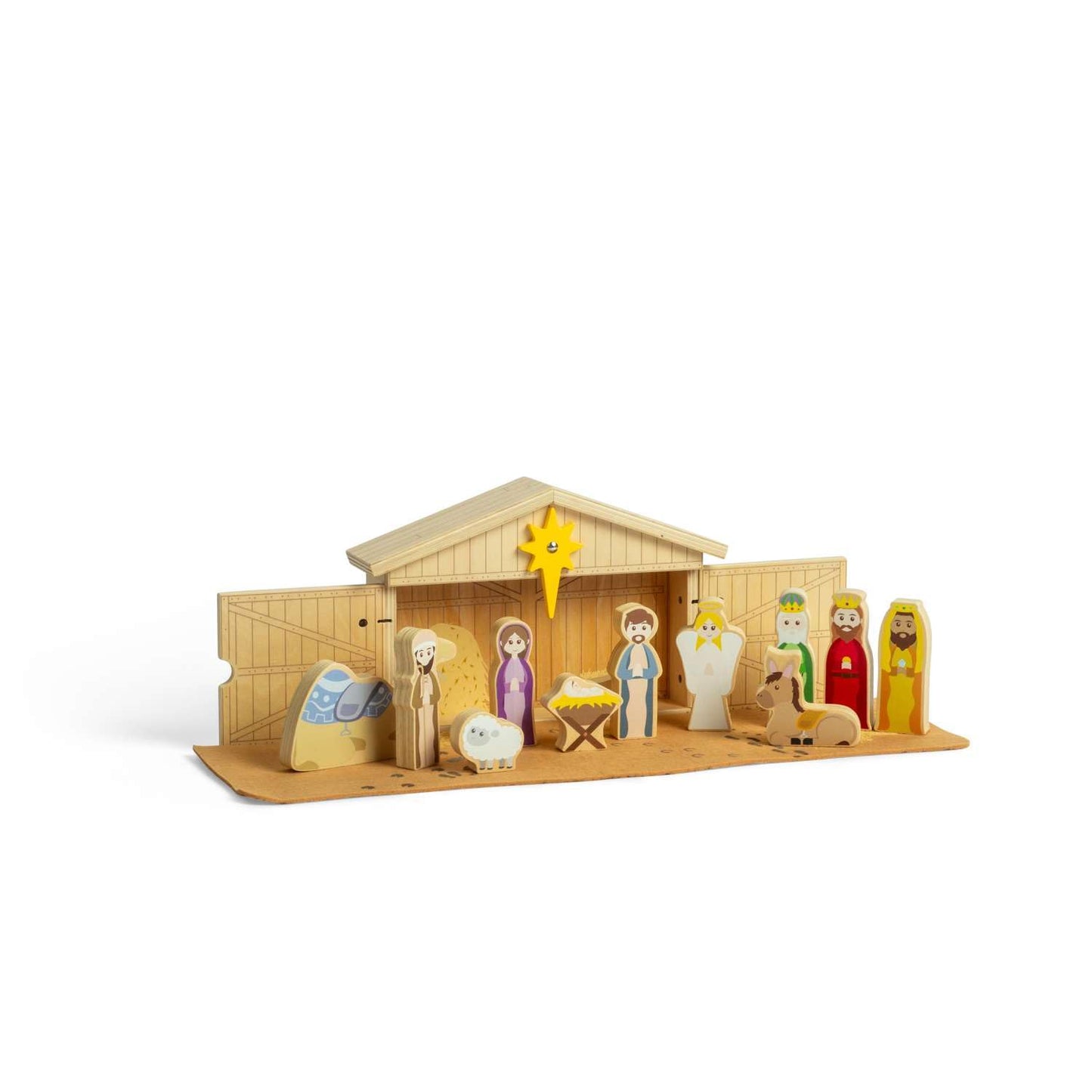 Bigjigs Toys Nativity Set - 13 Piece Traditional Wooden Nativity Scene Role Play Sets for Toddlers & Kids, Early Learning Christmas Decoration, Kids