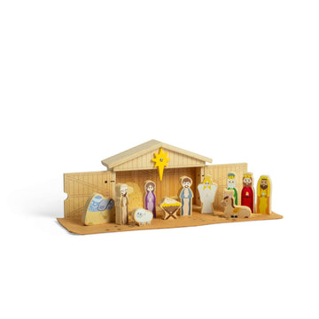 Bigjigs Toys Nativity Set - 13 Piece Traditional Wooden Nativity Scene Role Play Sets for Toddlers & Kids, Early Learning Christmas Decoration, Kids