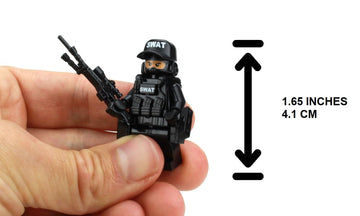 Battle Brick 1.6 Inches Tall Police SWAT Team Sniper Collectible Custom Minifigure | Genuine Police Minifig | Head Printed in the USA | Great Gift