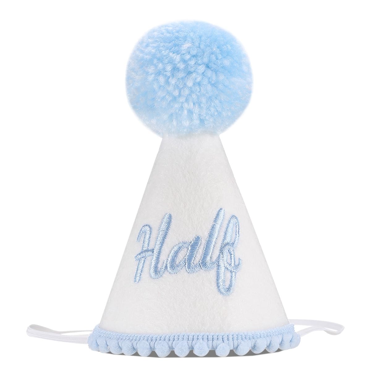 Kaniwati Boy Half Birthday Party Crown, Blue half Hat,Blue Half Birthday Embroidered Party Hat, Baby Decoration (BLUE-HALF-CXMZ)