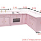 SXFSE Dollhouse Decoration Accessories,1:12 Dollhouse Miniature Furniture Wooden Kitchen Cabinet Set Freely Combined (Pink)