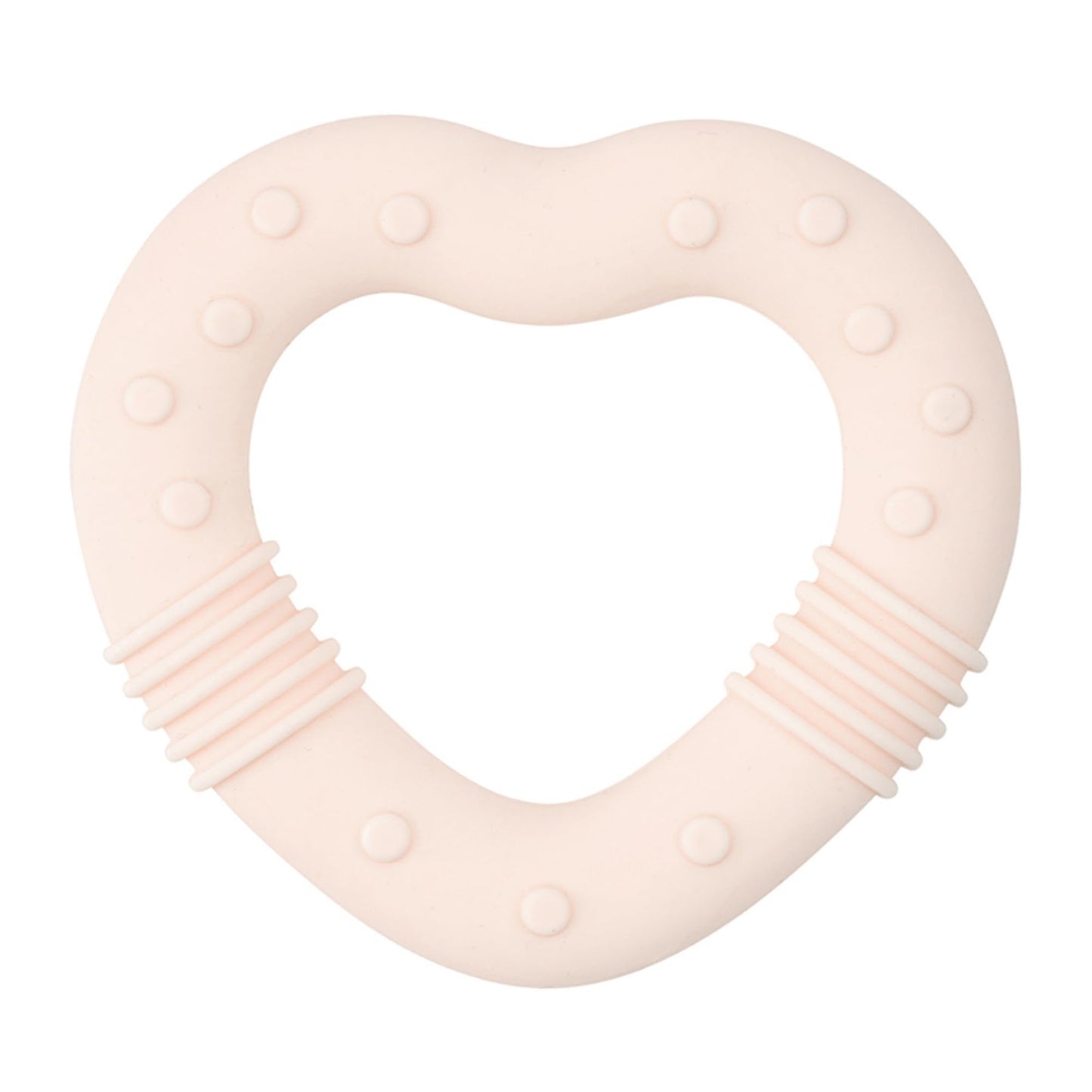 Stephan Baby Infant Teether - Heart-Shaped Silicone Baby Teething Toy with Integrated Texture, 3", Light Pink