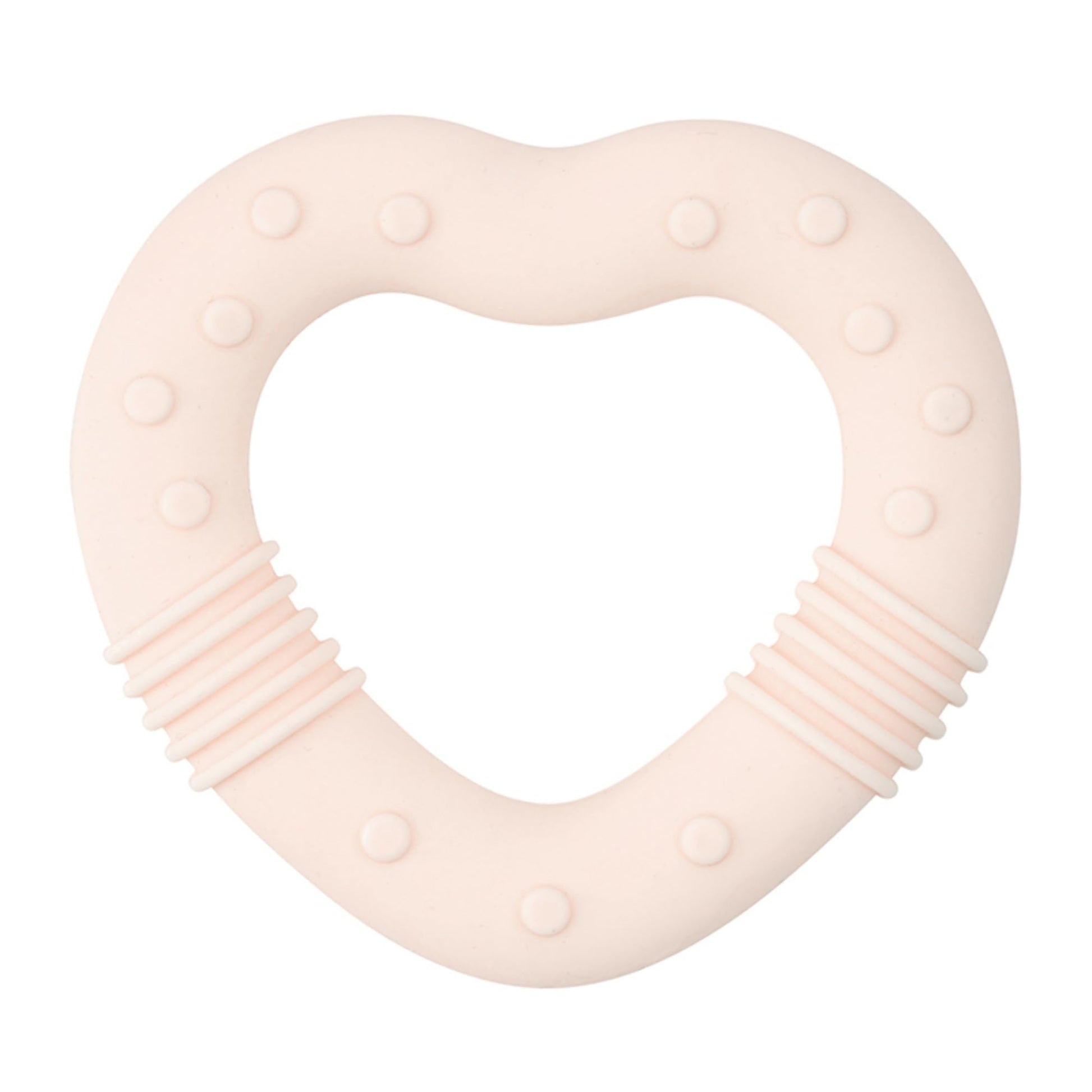 Stephan Baby Infant Teether - Heart-Shaped Silicone Baby Teething Toy with Integrated Texture, 3", Light Pink
