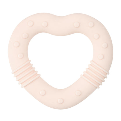 Stephan Baby Infant Teether - Heart-Shaped Silicone Baby Teething Toy with Integrated Texture, 3", Light Pink