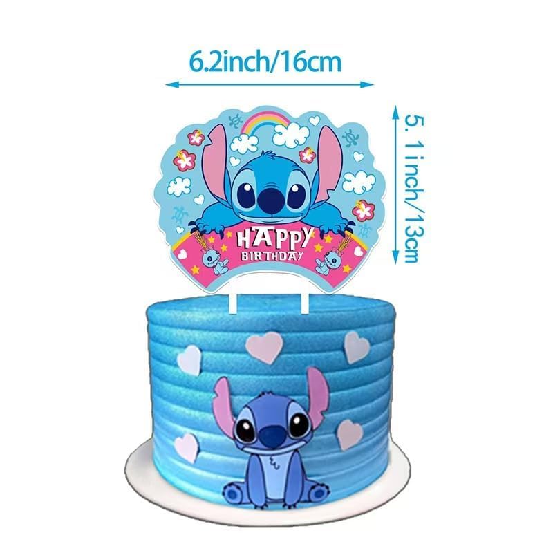 103PCS Stitch Party Supplies, Birthday Decorations Set Include Banner, Balloons, Stickers, Hanging Swirls, Cake Cupcake Toppers, Tablecloth for Boys