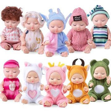 Haawooky 10 Pcs Mini Baby Dolls,Cute Tiny Baby Doll Gifts for Kids,Lifelike Realistic Small Baby Dolls for Girls Boys and Kids Big Easter Birthday