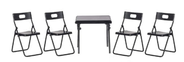 Aztec Imports, Inc. Dollhouse Miniature 5-Pc. Black Metal Folding Table & Chairs Set