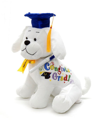 YMCtoys - Graduation Autograph Stuffed Dog, Words : Congrats Grad! (10.5 Inch)