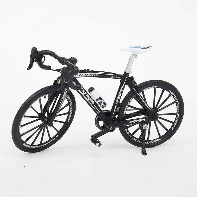 Creative Alloy Finger Bicycle 1:10 Miniature Simulated Bicycle Toys, Finger Racing Bicycle Handlebars Bent(Black)