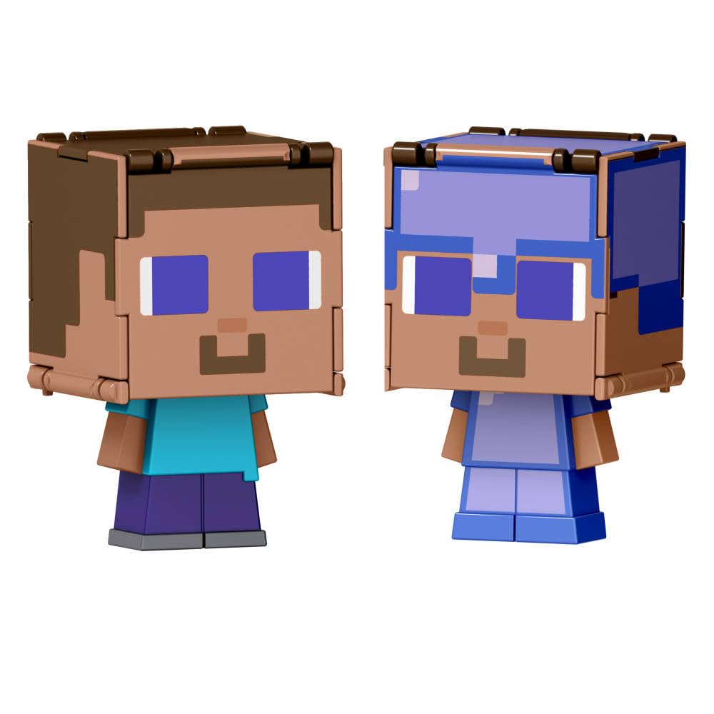 Mattel Minecraft Flippin’ Figs Figures with 2-in-1 Fidget Play, 3.75-inch Scale Toy with Large Head & Pixelated Design