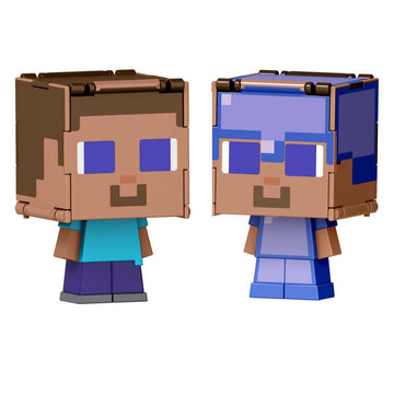 Mattel Minecraft Flippin’ Figs Figures with 2-in-1 Fidget Play, 3.75-inch Scale Toy with Large Head & Pixelated Design