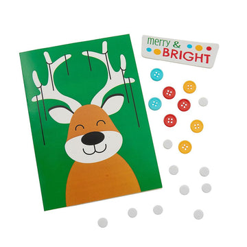 Fun Express Reindeer Button Christmas Card Craft Kit - Craft Kits - 12 Pieces
