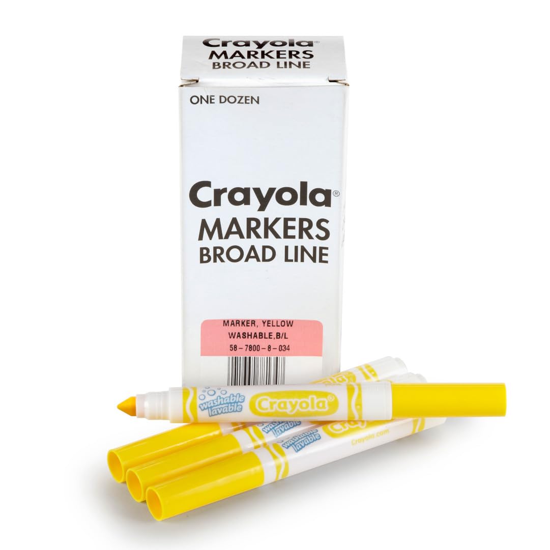Crayola® Washable Broad Line Markers, Yellow, Pack of 12 Markers