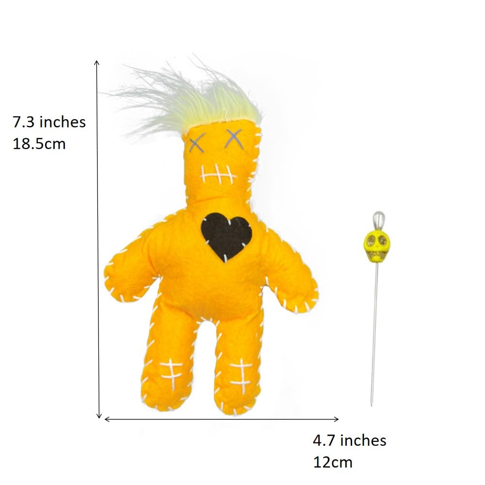 Stitch-Witch 7.3" Abolish ICE Anti-ICE No Kings in America FDT Doll Handmade Funny Orange Voodoo Doll with a Skull Pin