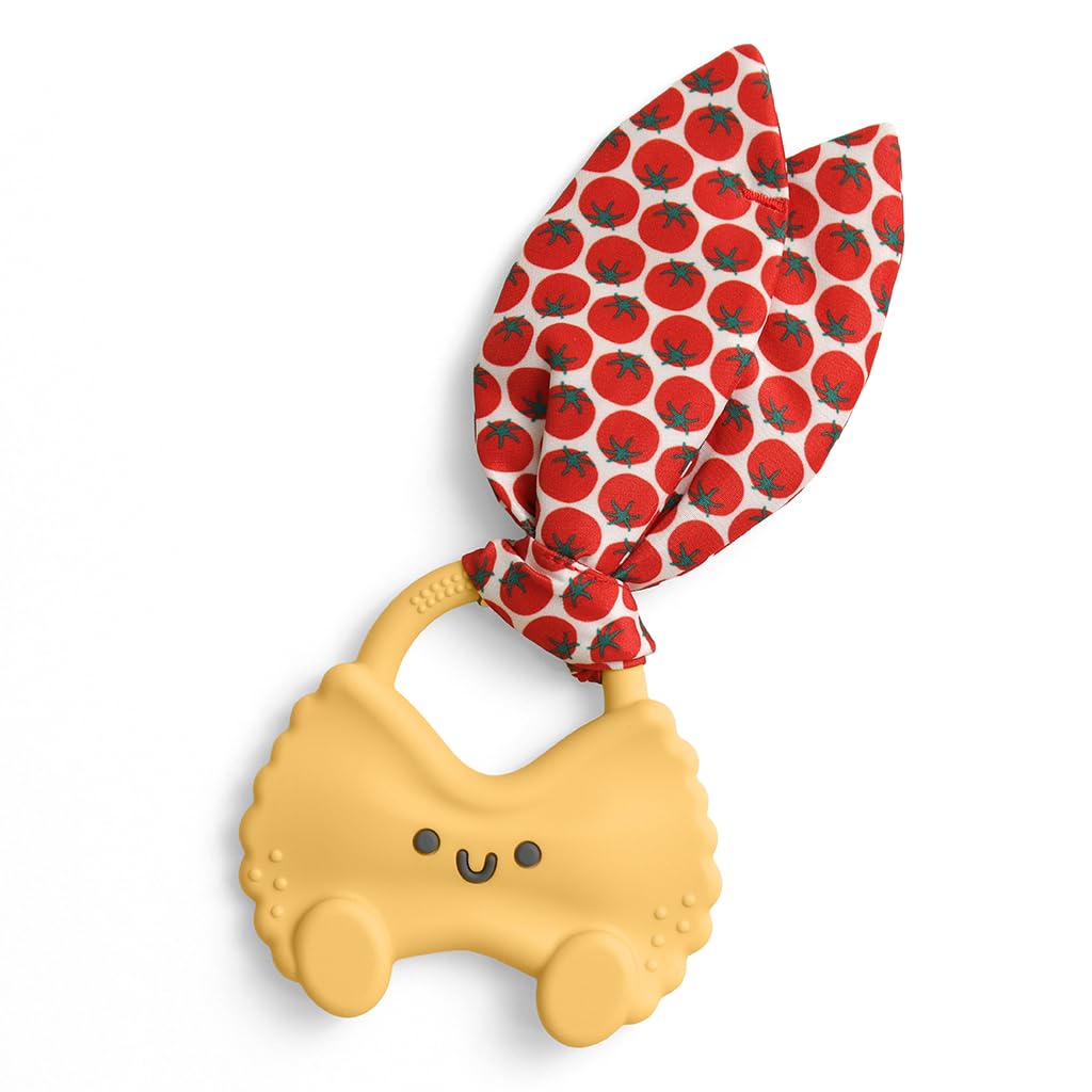 Itzy Ritzy Silicone Baby Teether - BPA-Free Teething Toy with Crinkle Fabric Tie, Easy-Grip Handle & Multiple Textures - for Ages 3 Months and Up