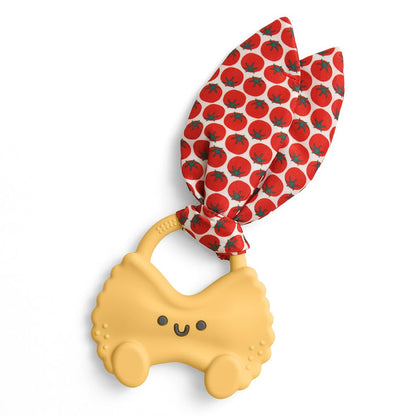 Itzy Ritzy Silicone Baby Teether - BPA-Free Teething Toy with Crinkle Fabric Tie, Easy-Grip Handle & Multiple Textures - for Ages 3 Months and Up