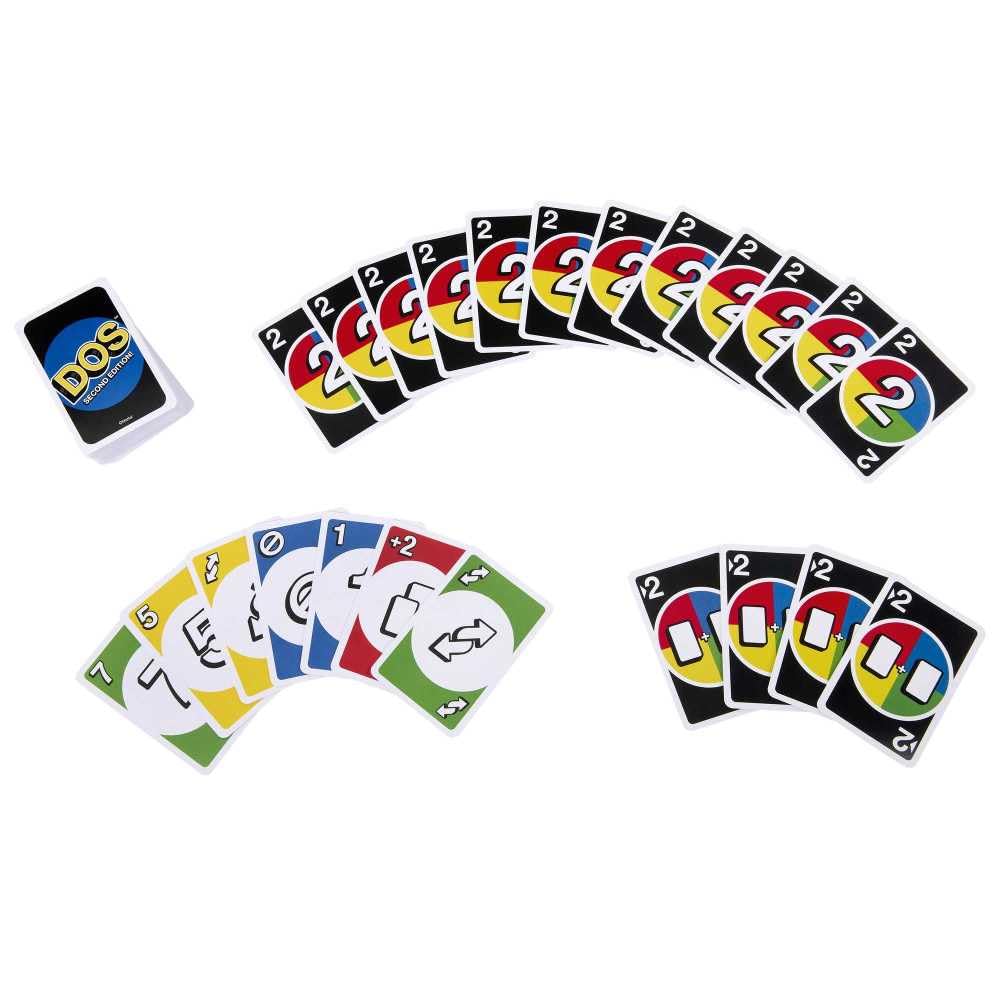 Mattel Games DOS Second Edition Family Card Game in Storage Tin with Updated Rules for Kids and Adults, Game Night, Travel, Camping and Party, UNO