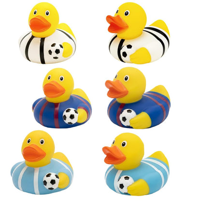 The Dreidel Company Soccer Rubber Duck Toy Sports Duckies for Kids, Bath Birthday Gifts Baby Showers Classroom Summer Beach and Pool Activity, 2"