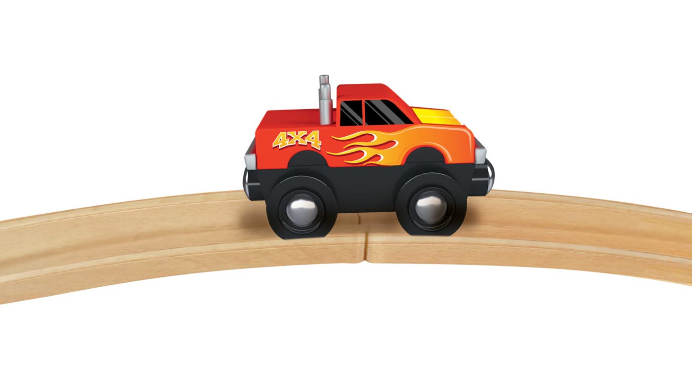 Masterpieces Monster Truck Toy Train - Wooden Toy Engine, Wood Toy Truck - for Kids