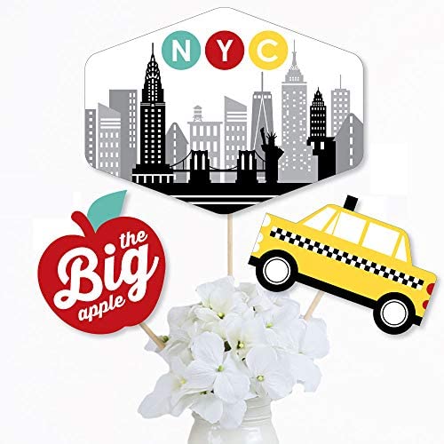 Big Dot of Happiness NYC Cityscape - New York City Party Centerpiece Sticks - Table Toppers - Set of 15