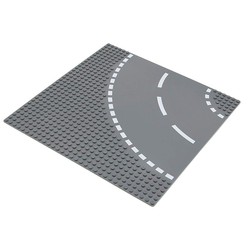Feleph Classic Road Street Base Plates, City Town Curve Road Building Kit, 25 x 25 cm Baseplate for Building Bricks Compatible with All Major Brands