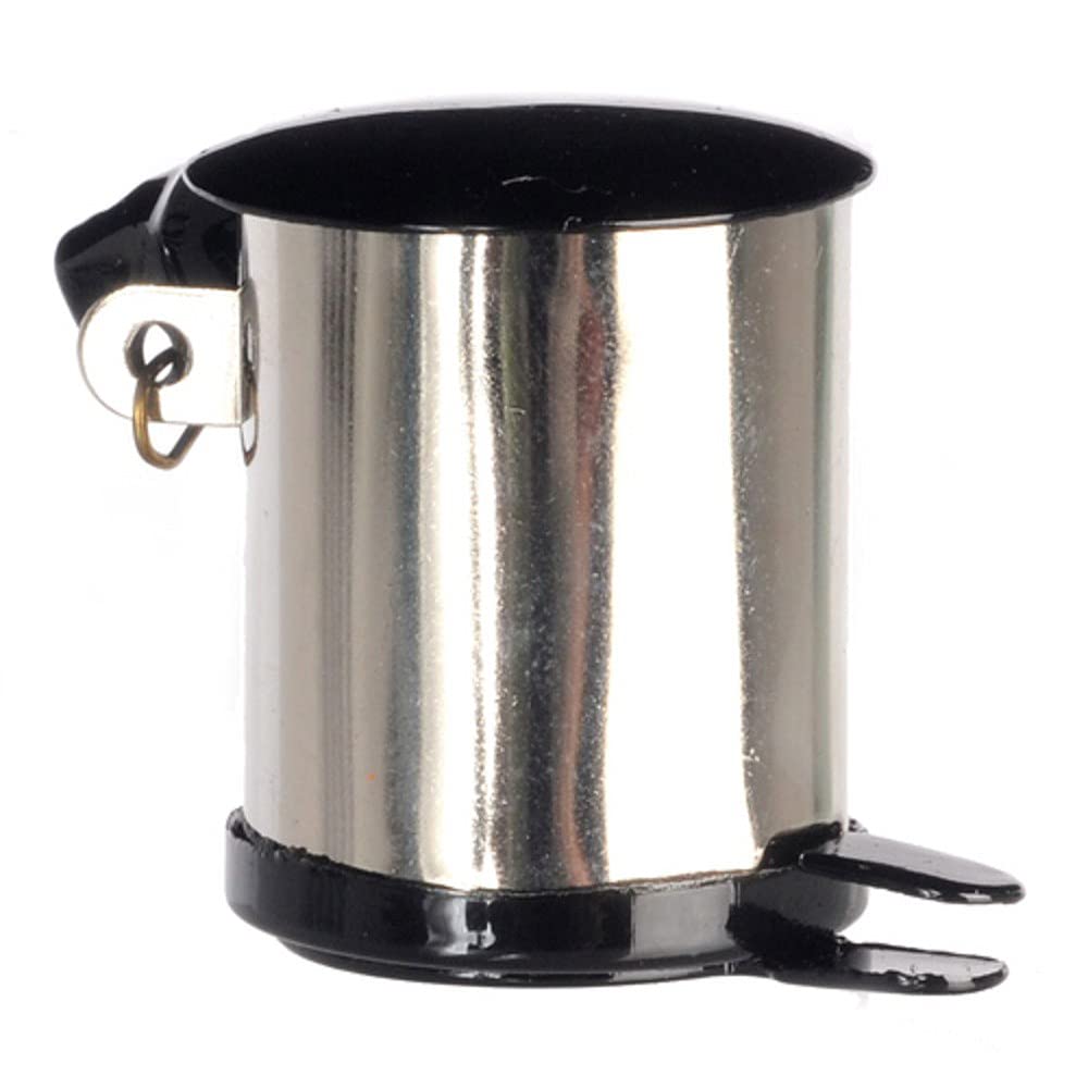 Melody Jane Dolls Houses House Miniature 1:12 Scale Kitchen Accessory Stainless Steel Pedal Bin