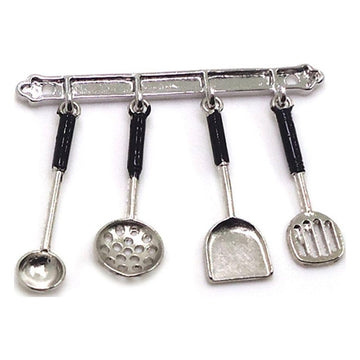 1Set Silver 1/12 Miniature Kitchen Utensils Dollhouse Decoration Accessories, Miniature Dollhouse Accessories Kitchen Set (2x1.6 inch)