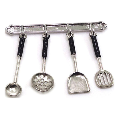 1Set Silver 1/12 Miniature Kitchen Utensils Dollhouse Decoration Accessories, Miniature Dollhouse Accessories Kitchen Set (2x1.6 inch)