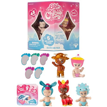 Bibi-Chibis Besties Pack, 5 Characters to Discover, Collectible Babies with Unique Costumers, Will You find The Limited Edition? 48 Bibi-Chibis