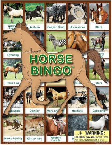 Horse Bingo Educational Game | 6 Picture Boards, 42 Informative Cards & Bingo Chips | Fun for All Ages | Made in The USA
