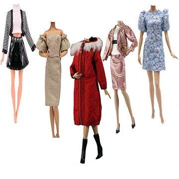 Doll Clothes, 5 Sets Outfits Spring Dresses Pants Windbreaker Hat for 11.5 inch Dolls Accessories Random Style (C)