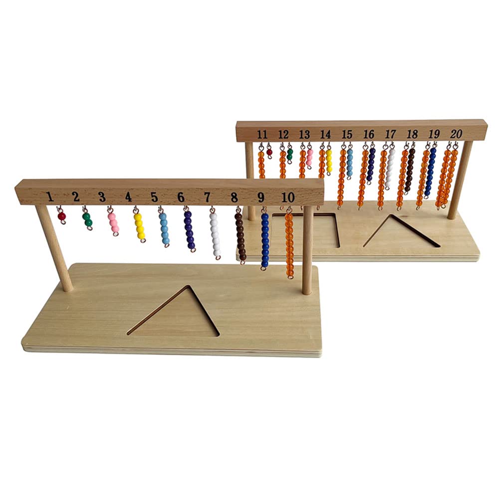 Kghios Montessori Math Toys Materials for Toddlers 1-20 Beaded Hanger Color Bead Stairs with Beads Montessori Mathematics Eductional Materials