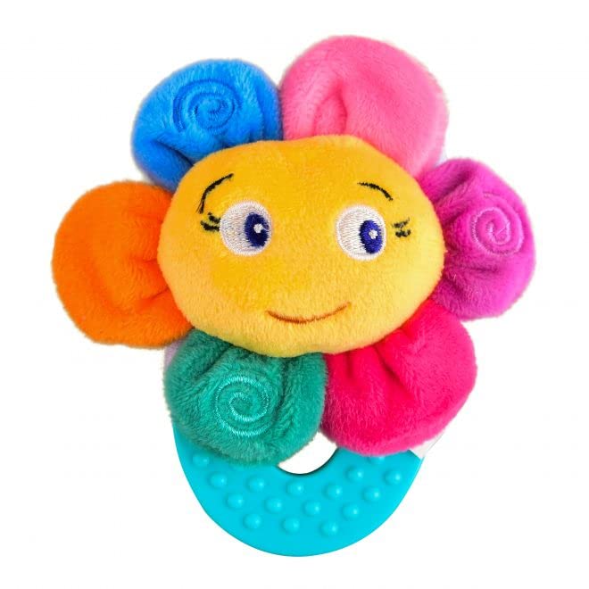 Wristy Buddy Teething Ring for Babies 0-6 8 10 12 Months | Cute Soft Flower Teething Toys & Gloves | Baby Teething Relief Toy Pack | Infant Chew Toys