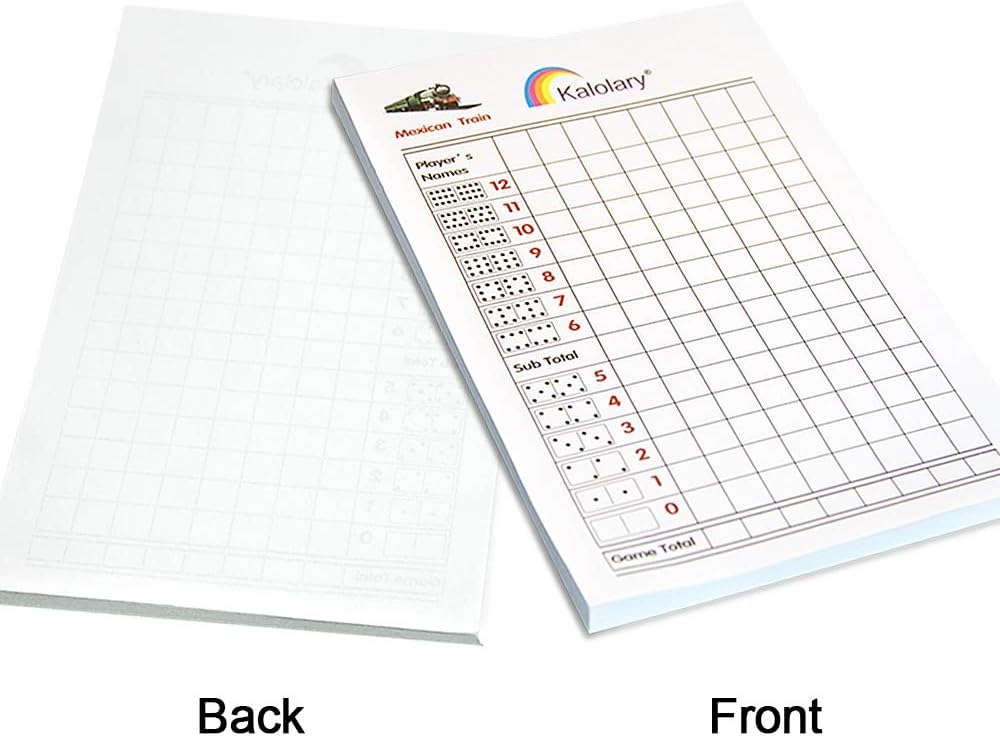 Kalolary Mexican Train Dominoes Scorepad, Domino Score Pads with Tile Images - 200Sheets