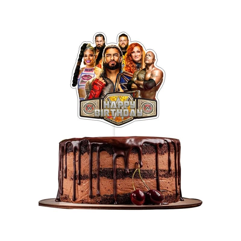 25pcs Wrestling Cake Decorations with 1pcs Cake Topper, 24pcs Cupcake Toppers for Wrestling Birthday Party Supplies