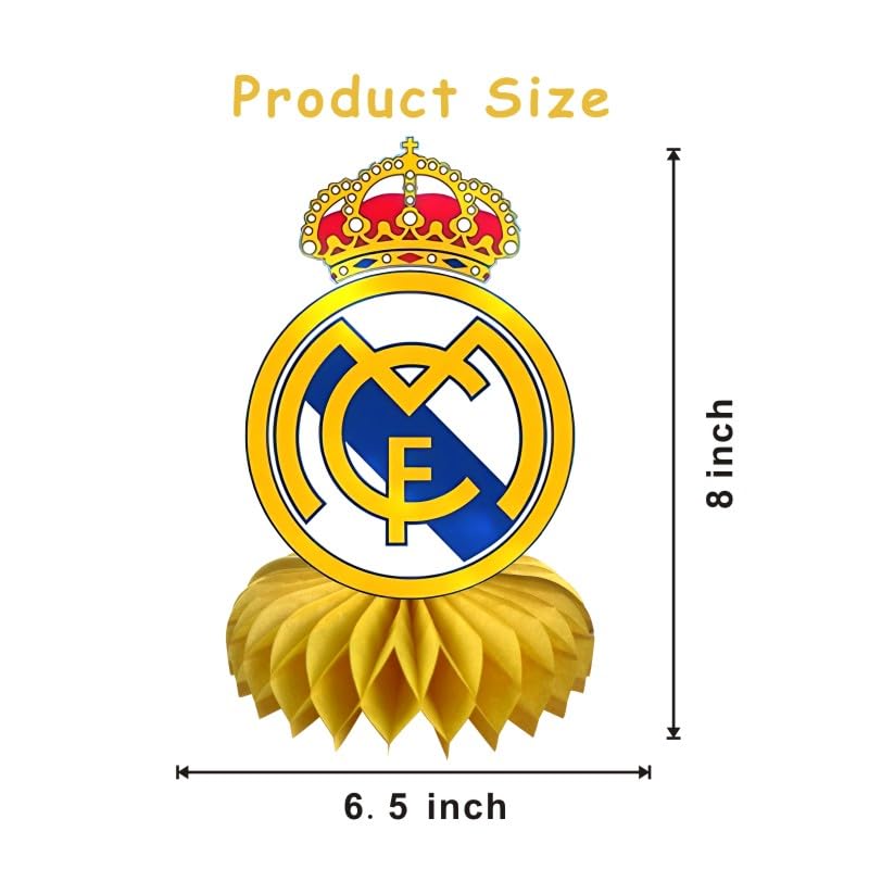 8Pcs Madrid Football Honeycomb Table Centerpiece Soccer Birthday Party Supplies Table Decorations for Kids Party Decorations