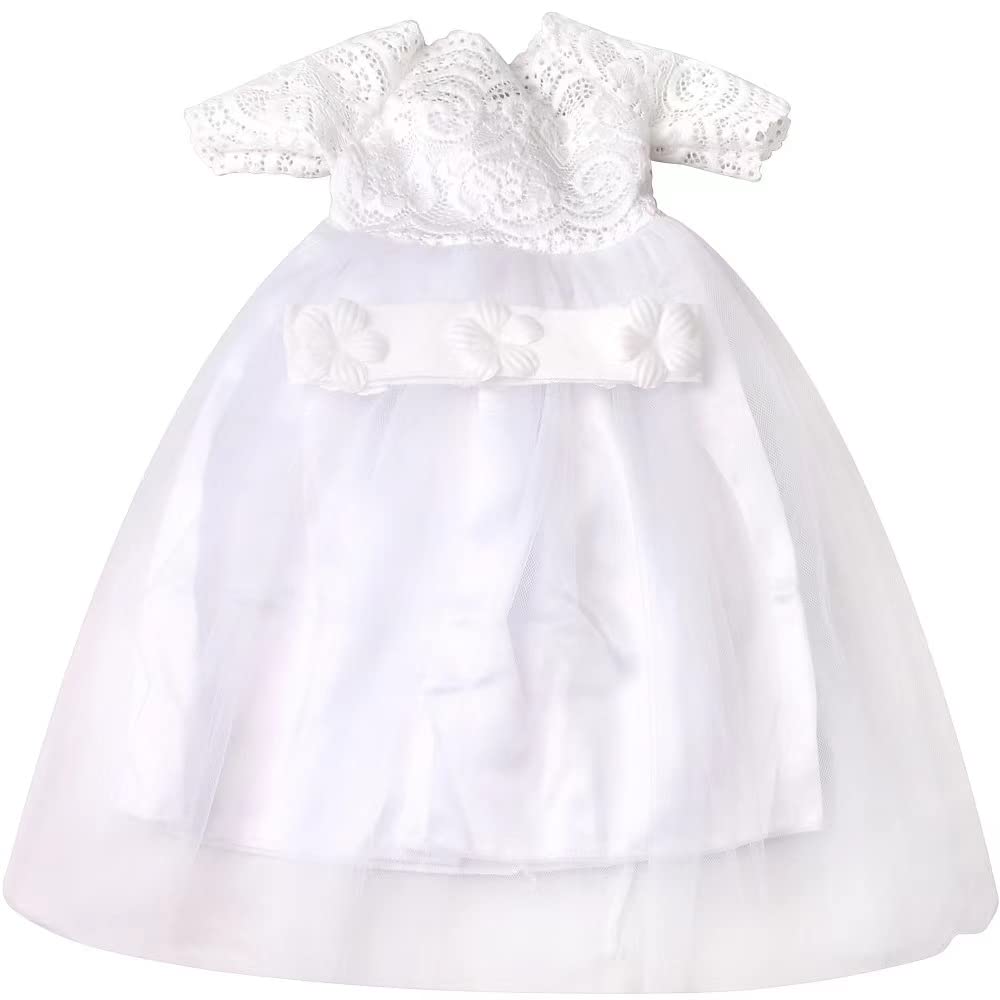 Little Angel - 18 Inch Doll Clothes: White Satin Communion / Wedding Dress with Matching Headband - Fits 18 Inch Doll