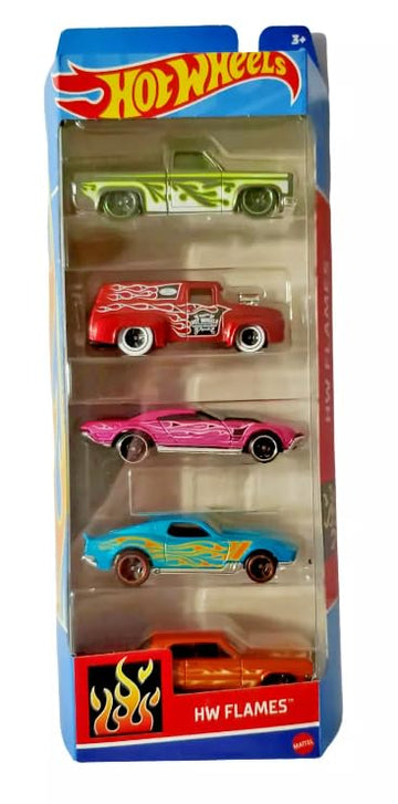 Hot Wheels HW Flames 5-Pack: 56 Ford F-100, 83 Chevy Silverado, 64 Impala, BLVD Bruiser, Muscle Speeder