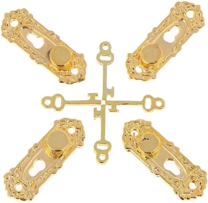 4 Set Gold 1/12 Miniature Door Knob Lock and Key Dollhouse Decoration Accessories, Dollhouse Accessories, Dollhouse Decor, Decorations