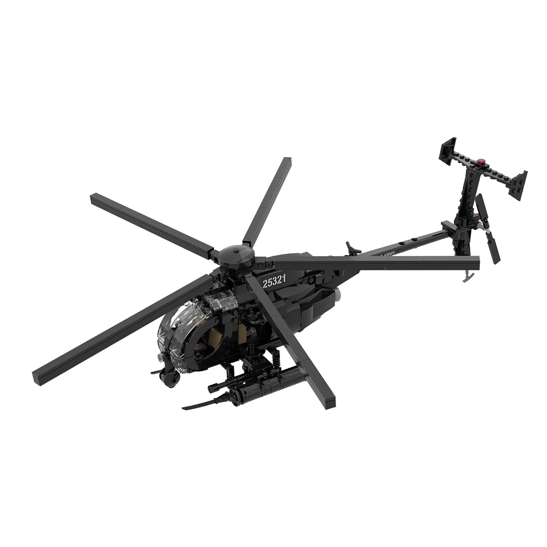 BrickCraftWorks MH-6 Little Bird Helicopter Model Building Blocks Set, Military Helicopter Model to Build and Display, Creative Interactive Building