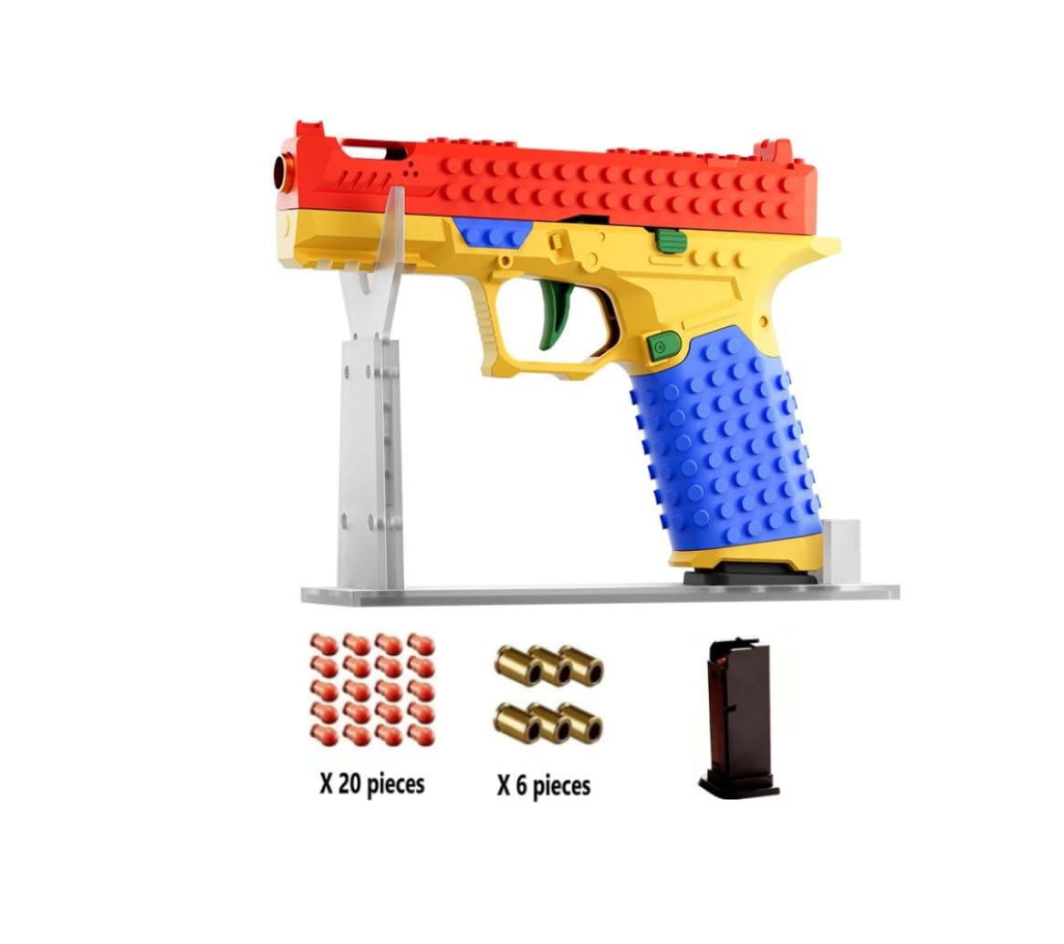 CBLITTLE Automatic Shell Ejecting Toy Gun-Tactical DIY Building Block Handle Set-Multiplayer Strategy Collaboration Toy for Outdoor Team