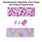 Replacement Part for Barbie Doll Dreamhouse Doll House Playset HMX10 - Replacement Soft Goods - 2 Blankets, Pool Towel and 2 Hand Towels
