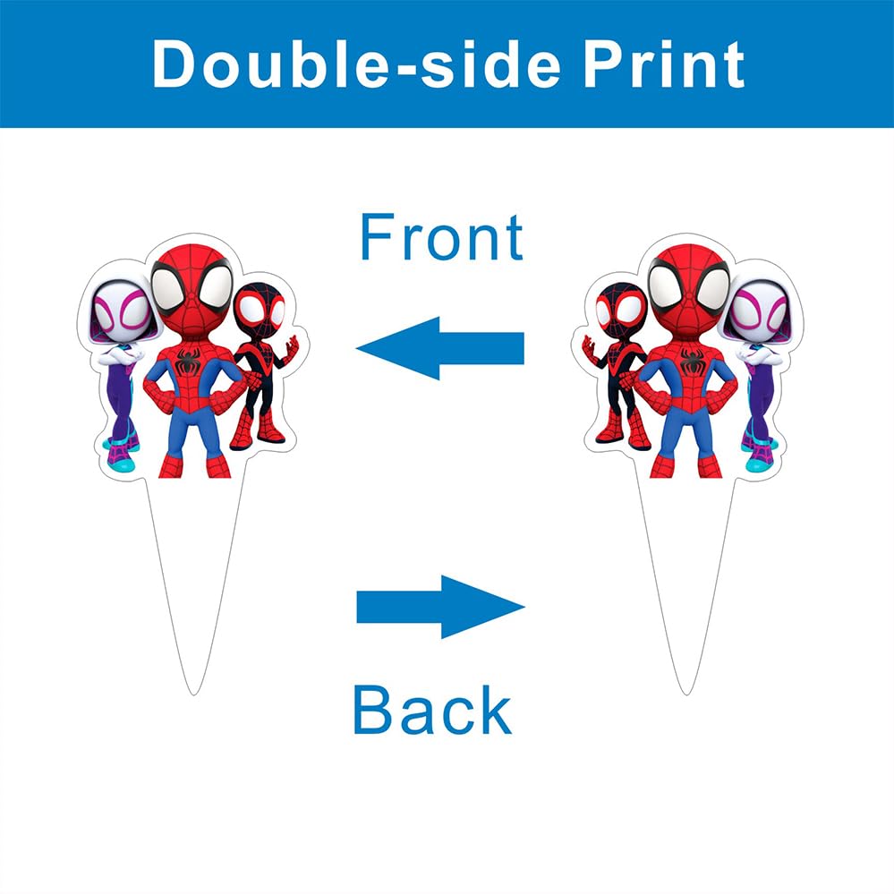25pcs Spider and His Friends Cake Decorations with 24pcs Cupcake Toppers, 1pcs Cake Topper for Wrestling Birthday Party Supplies